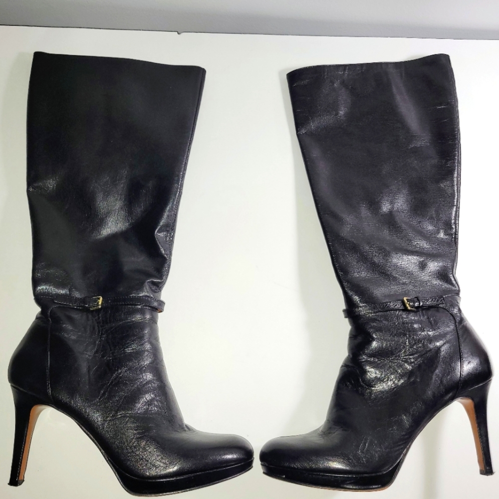 NINE WEST NWCALIFA HEELED BOOTS IN Black SIZE 10.5